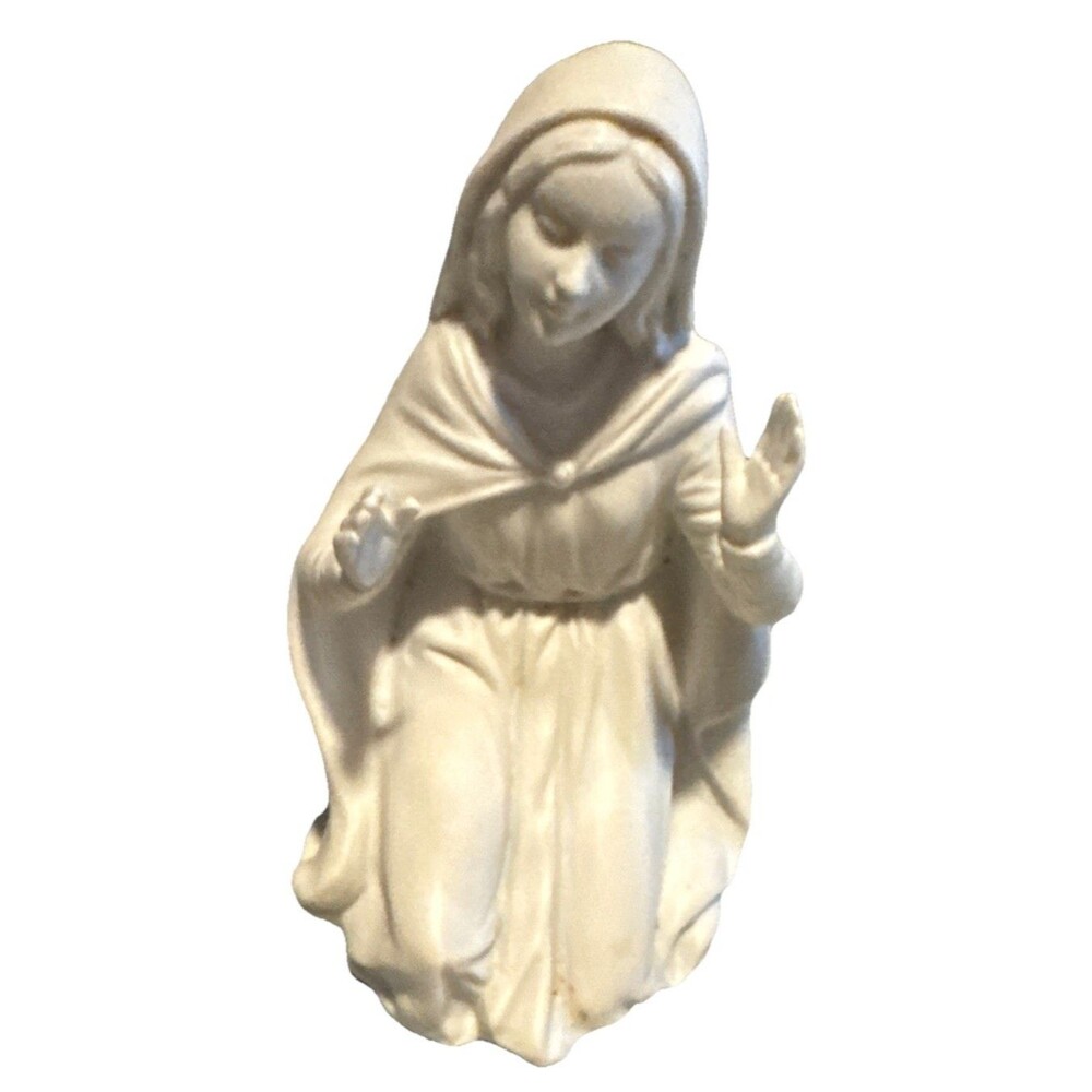 Homco Virgin Mary Figurine Nativity White Good Kneeling Bisque Porcelain 5614‎